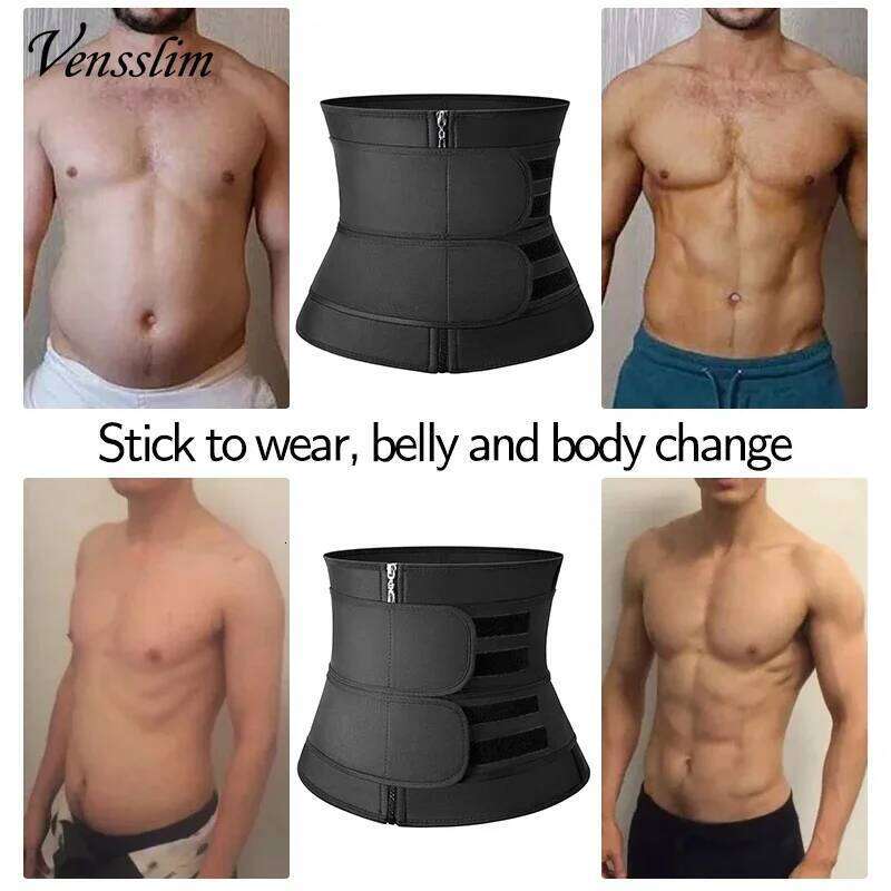 Vensslim Men Waist Body Shapers Slimming Belt Sheath Weight Loss Belly Cinchers Workout Trimmer Corset Sauna Sweat Strap 26Y0313