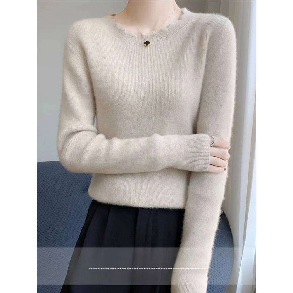 AOSSVIAO 2025 Autumn Winter O-Neck Versatile Sweaters Casual Solid Collar Sweater Women Knitted Slim Pullover Long Sleeve Tops Z260314