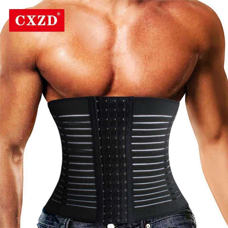 CXZD Men Slimming Body Shaper Waist Trimmer Belt Corset For Abdomen Belly Shapers Tummy Control Compression Shapewear 26Y0313