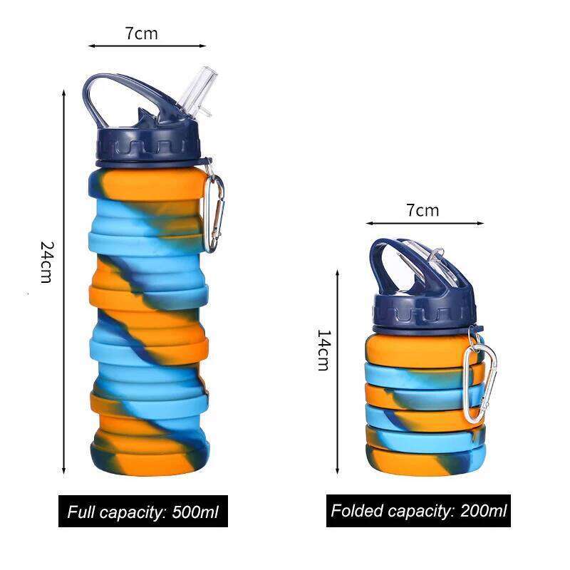 500ml Silicone Folding Water Cup Foldable Portable Telescopic Outdoor Travel Camping Bottle Gym Sports Kettle Creative Fashion Z260314