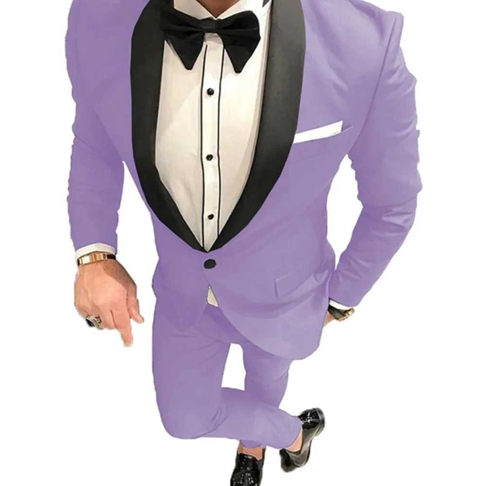 Solid Man Double-breasted 2 Piece Suit with Peak Lapel for Men Wedding Business Casual Graduation Outfit Set a04 M260313