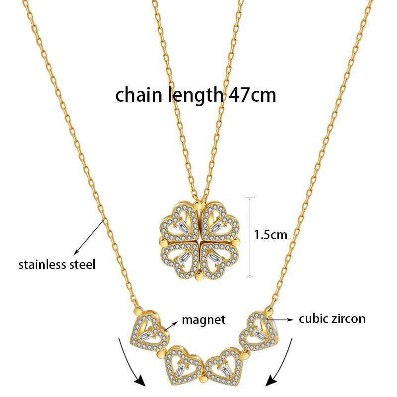 CARLIDANA Fashion Transform Cr Pendant Necklace Stainless Steel Gold Color Heart Jewelry for Women Girls Gift H260312