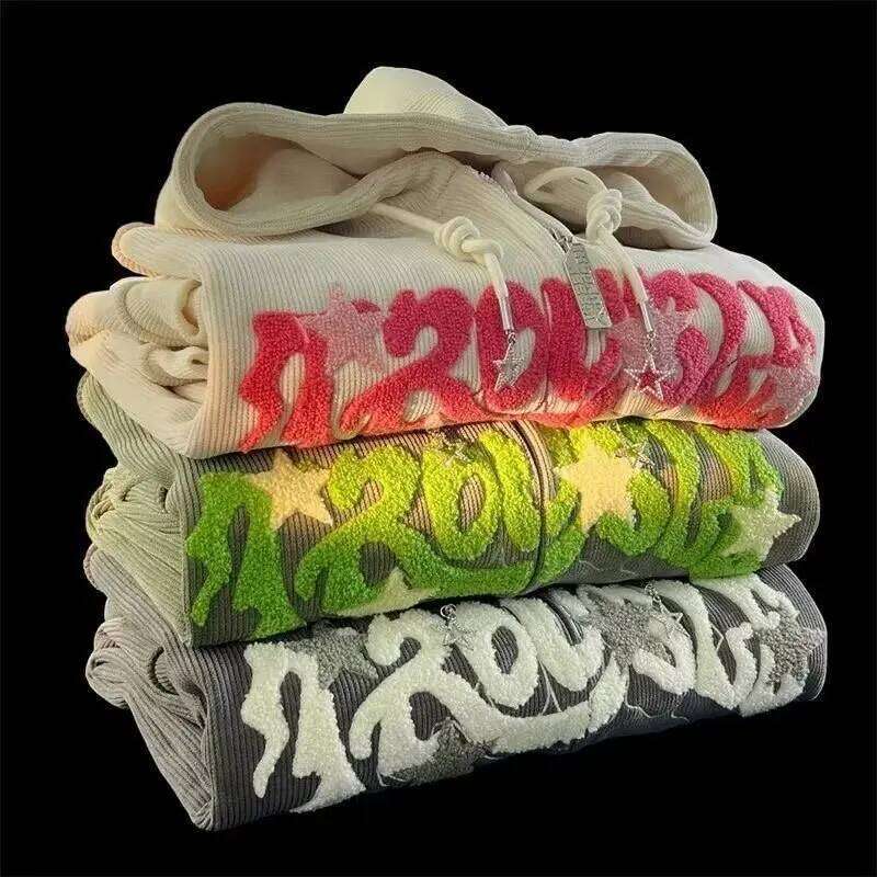 Autumn Long Sleeve Hooded Tops Fashion Zipper Embroidery Y2K Harajuku Streetwear Hoodies Jackrts Women Loose New Sweatshirts Z260315