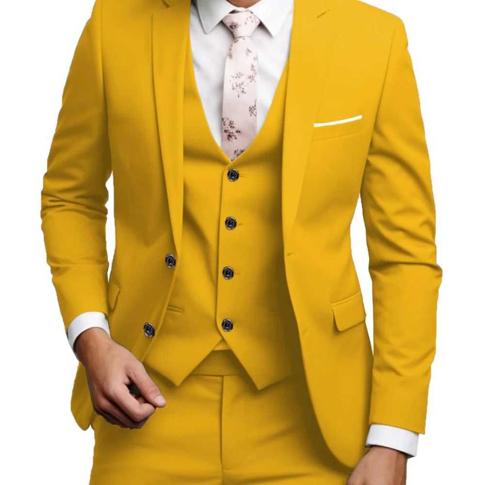 Beige Slim Fit Mens Suit Elegant Wedding 3-Piece Set Notched Lapel High-Quality Ternos Masculinos Jacket And Waistcoat M260313