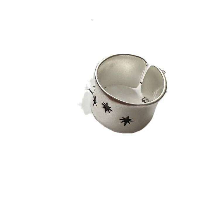 925 Sterling Silver Rings For Women Simple Vintage Handmade Adjustable Finger Star Ring Fashion Band Female Bijoux Gift H260312