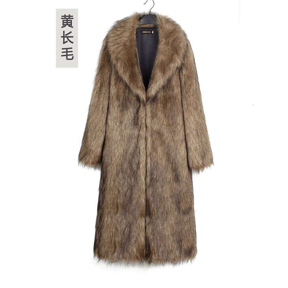 Maxi Faux Fur Men Long Coats Jackets Casual Turn Down Collar Coat Thick Warm Streetwear Trench Outerwear Autumn Winter 2025 Z260313