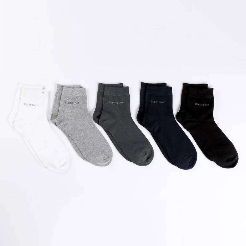 10 Pairs / Lot Bamboo Fiber Men Casual Business Anti-Bacterial Breatheable Men's Crew Socks High Quality Guarantee Sock Z260313