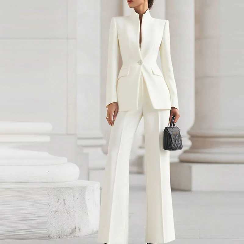 Elegant Long Sleeved BlazerPants Suit Autumn Simple Solid Color Commuting Outfit Womens Temperament Slim Fit Professional Set M260313