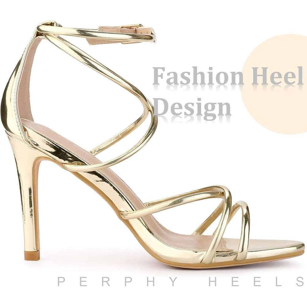 Crisscross Strappy Open Toe Stiletto Heel Sandals For Women MOJIDASHU
