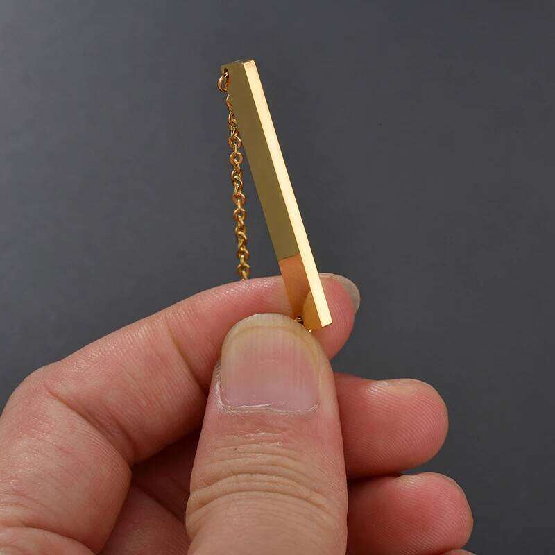 Goxijite Stainless Steel Engraving Square Bar Custom Name Pendant Necklace Gold 3 Colors Women Men Party Gift H260312