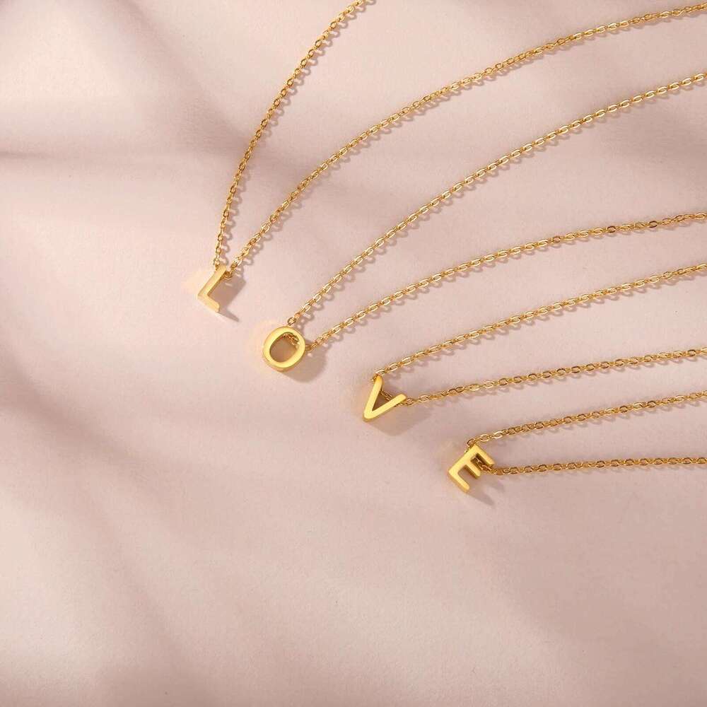 Unift Family Initial Name Necklaces Letter Alphabet M Pendant Stainless Steel Women Neck Chain Choker Trendy Minimalist Jewelry H260312