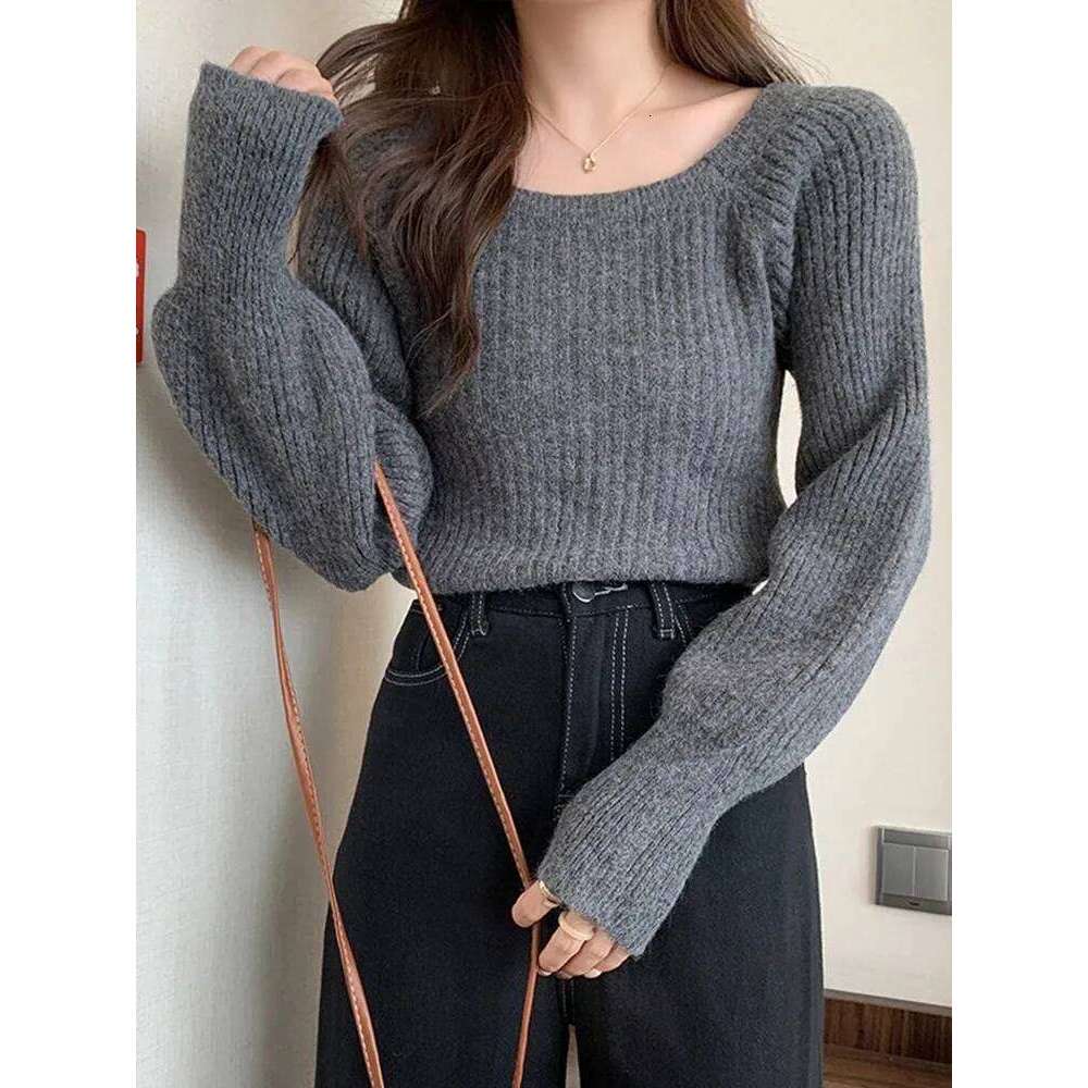 Autumn Winter Loose Sweaters Casual Soft Long Puff Sleeve Pullovers Jumpers Knitwear Basic Sweater For Women Tops Z260314