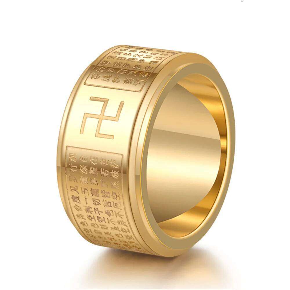 Anxiety Fidget Spinner Rings for Men Women Buddhism Swastika Stainless Steel Spinning Rotatable Ring Punk Anti Stress Jewelry H260312