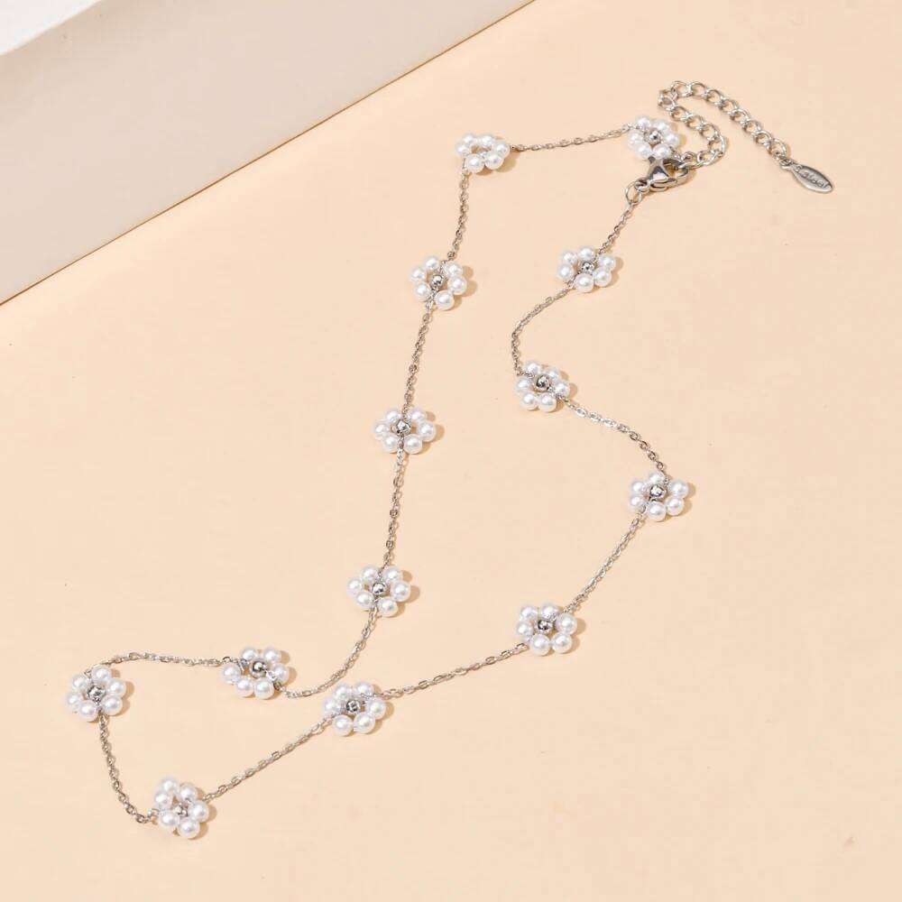 ZMZY Fashion Cherry Blooming Crystal Glass Bead Chain Choker for Women Flower Collar Necklace Jewelry Party H260312