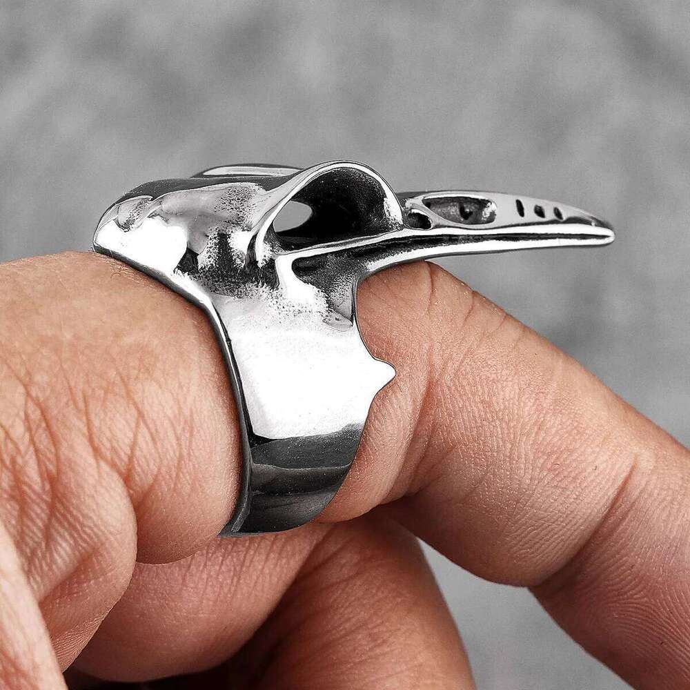 Viking Crow Skull Stainless Steel Mens Rings Punk Amulet Gothic for Male Boyfriend Biker Jewelry Creativity Gift Wholesale H260312