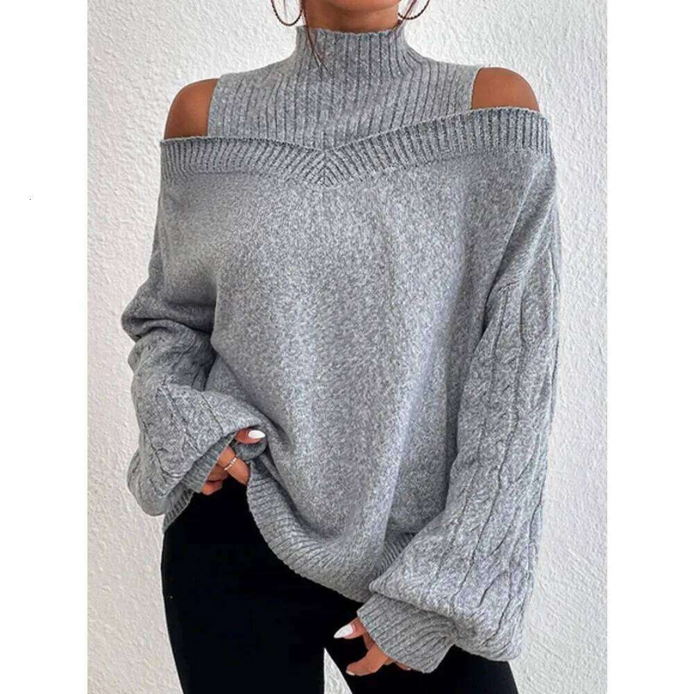 Women Knit Thick Sweaters Round Neck Long Sleeve Casual Sweater Elegant Solid Pullover Splice Basis Autumn Winter 2025 Z260313