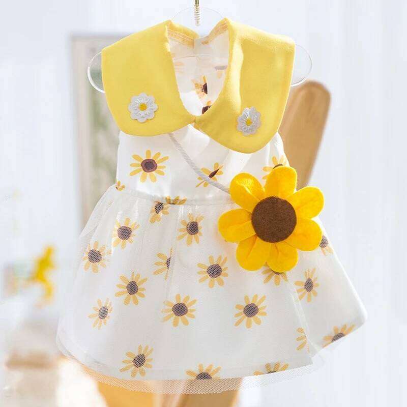 Princess Cute Mesh Kitten Puppy Pet Skirt Summer Dress Bow Lace Korean Poodle Chihuahua Dog Clothes Bamubi
