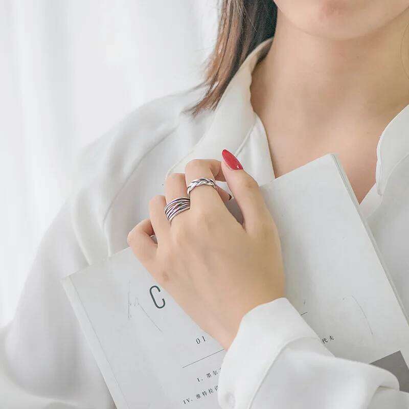 925 Sterling Silver for Women Vintage Wedding Trendy Jewelry Large Adjustable Antique Rings Anillos H260312