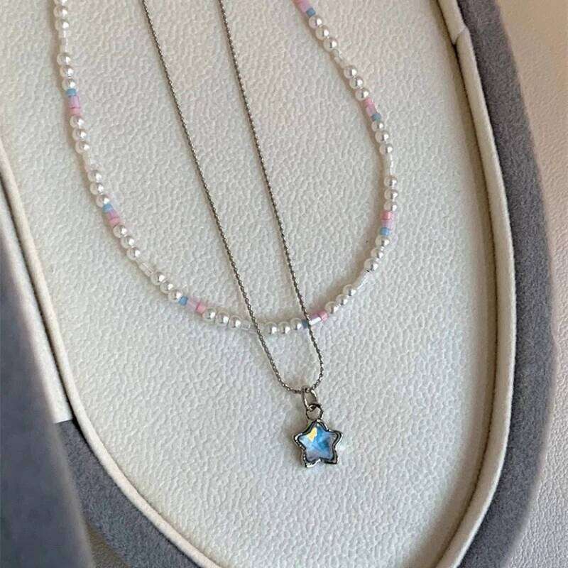 Y2K Girls Geometric Minimalist for Women Choker Necklace Daily Chain Crystal Cube Neck Jewelry H260312