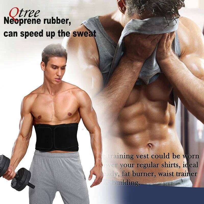 Qtree Men Waist Weight Loss Belt Slimming Body Shaper Workout Fat Burning Corset Sauna Sweat Wrap Fitness Trimmer Strap 26Y0313