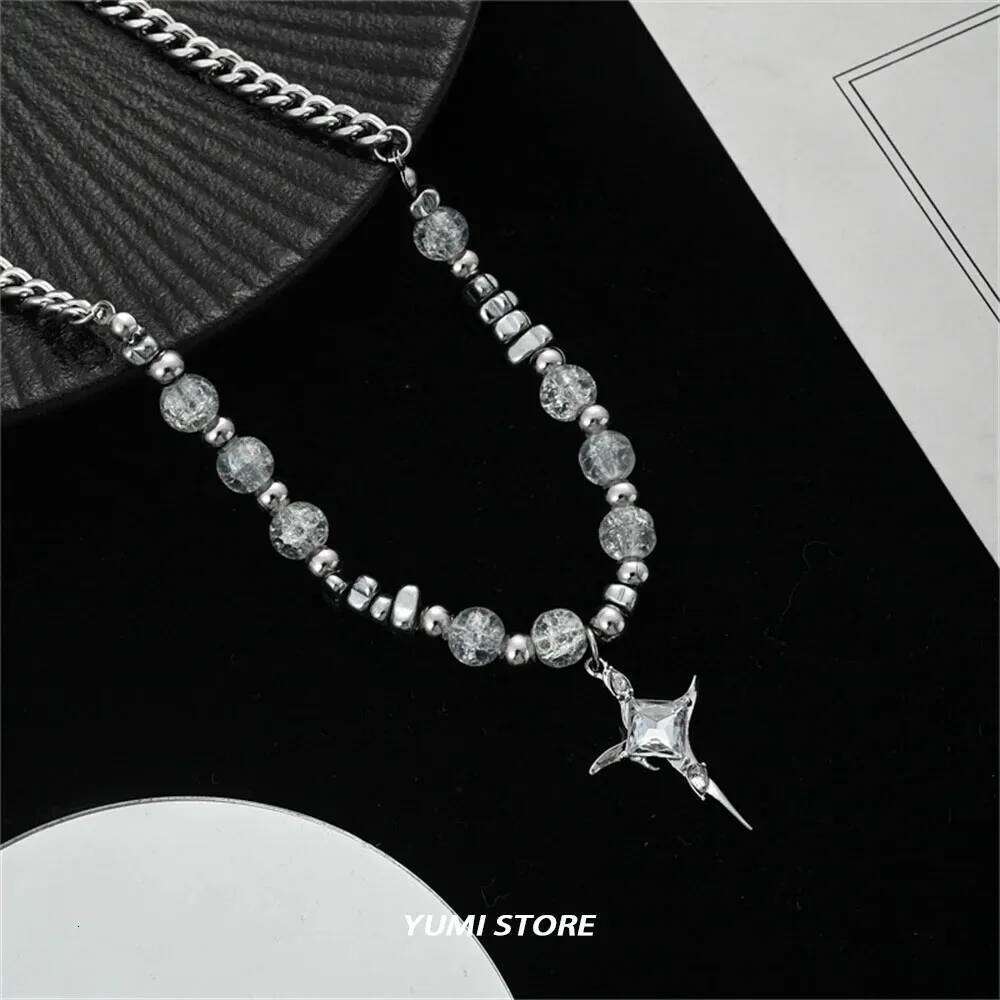 Hip Hop Imitation Pearl Cross Necklace For Men Women Trend Titanium Steel Collar Chain Kpop Pendant Jewelry Unisex Accessories H260312