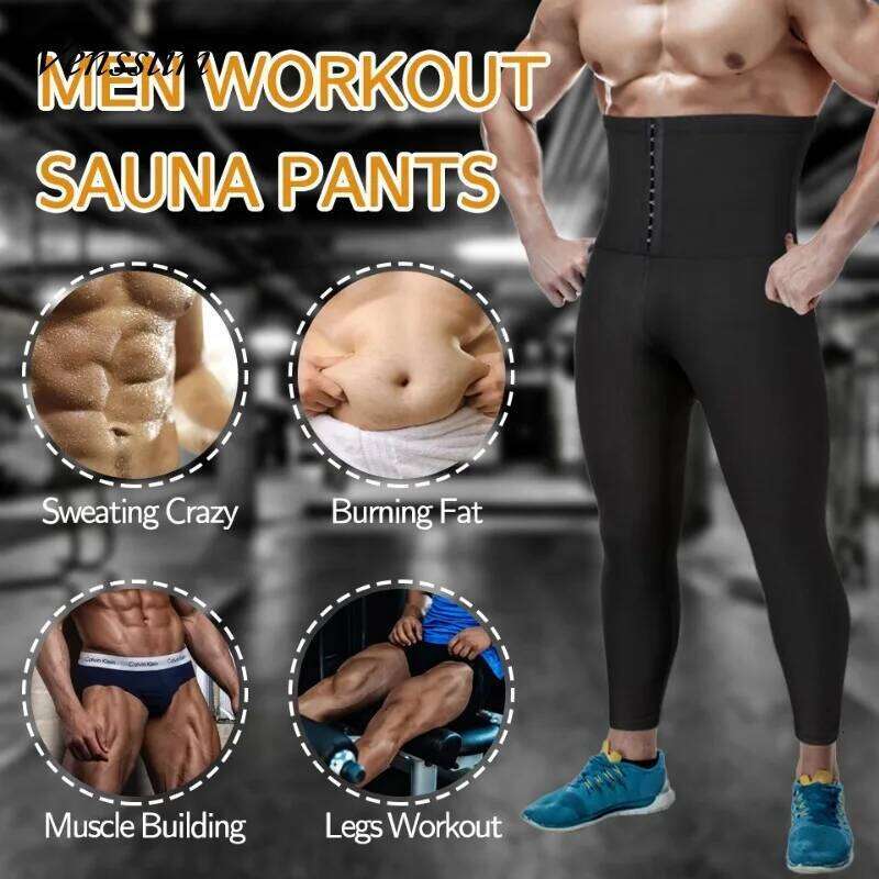 Men Body Shaper Thermo Sauna Pants Sweat Waist Leggings Slimming Weight Loss Workout Gym Compression Shorts Shapewear 26Y0313