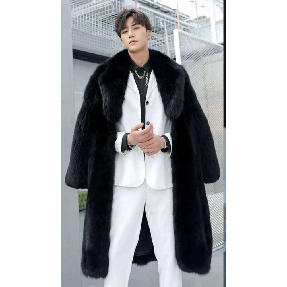 Men Faux Winter 2025 Thicken Fluffy Sleeve Warm Outerwear Luxury Fur Bontjas Jackets Long Windbreaker Coat Z260313