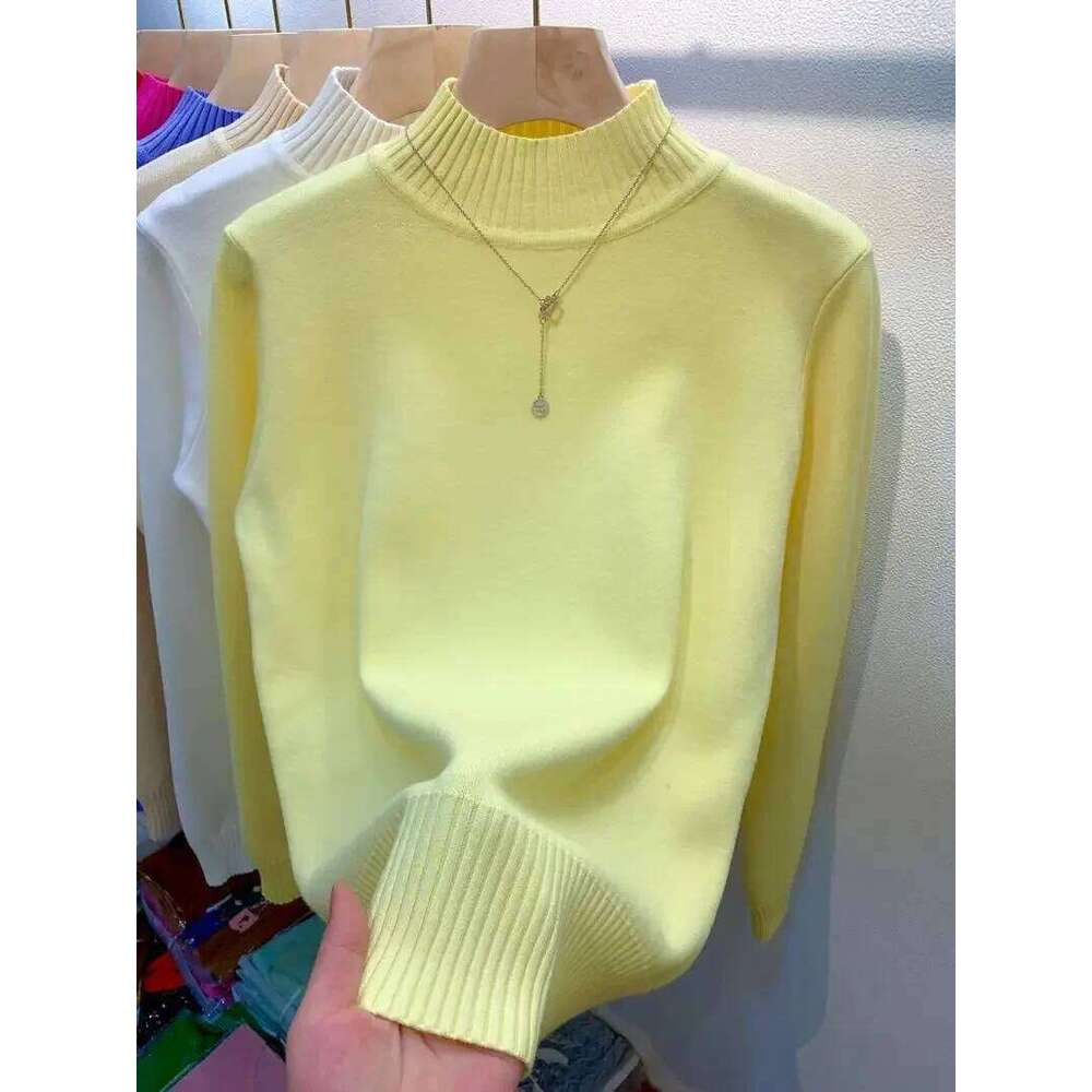 Candy Color Half Turtleneck Sweater Pullover Women Fall Winter Slim Soft Knitwear Jumper Korean Casual Warm Knit Long Sleeve Top Z260313