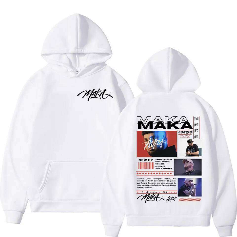 Rapper Maka Aura 2025 Tour Merch Hoodies Men's Women Fashion Hip Hop Hooded Sweatshirts Fans Gift Oversized Pullovers Streetwear Z260314