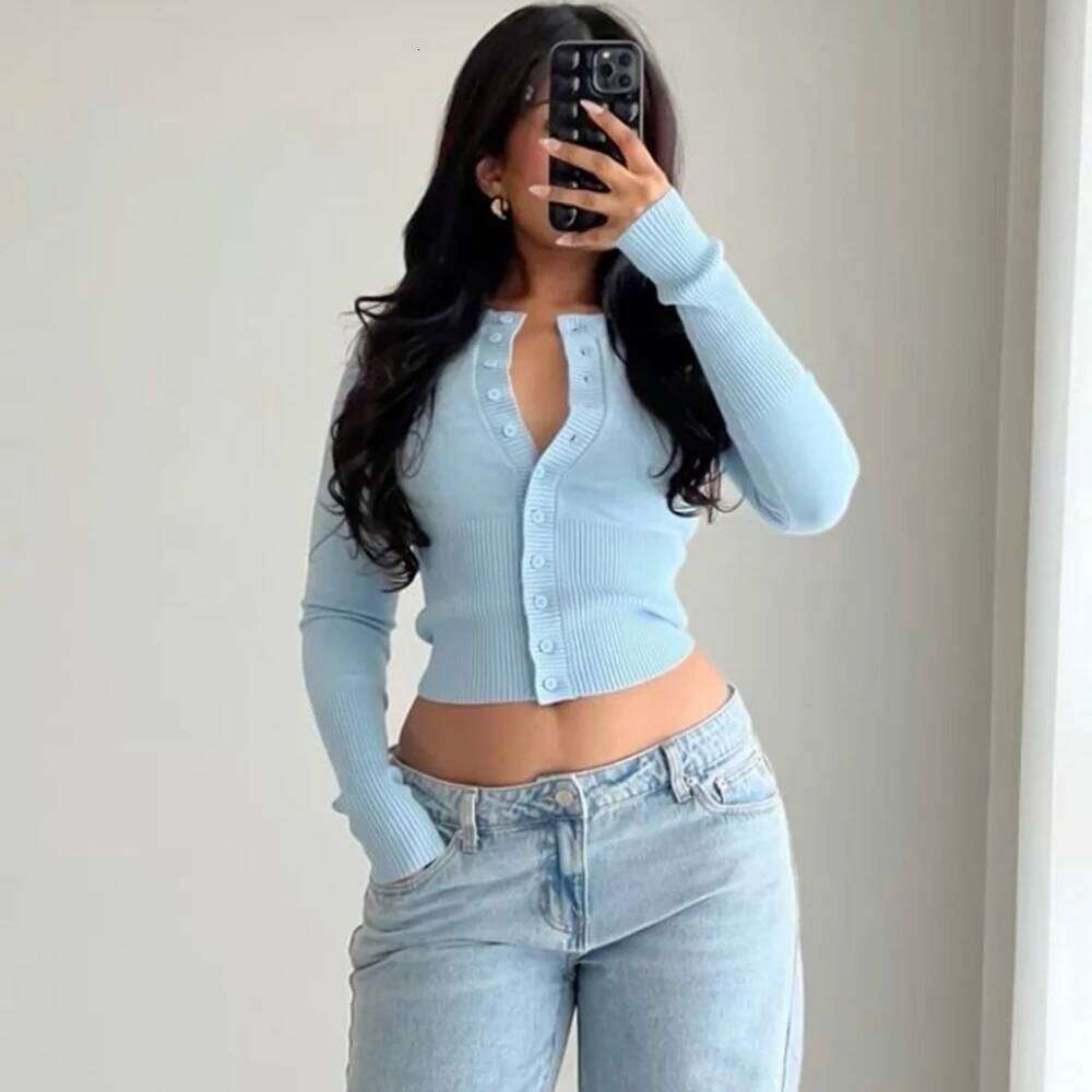 Tuularose Autumn Fashion Knitwear Female Ribbed Patchwork Slim Casual Cropped Inner Top Women Knit Cardigan Outwear Z260314