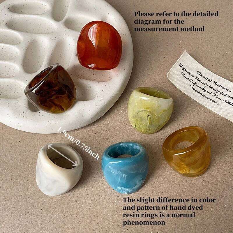 1-piece Bohemian retro style irregular resin blend ring women, fashionable and versatile, suitable for daily wear H260312