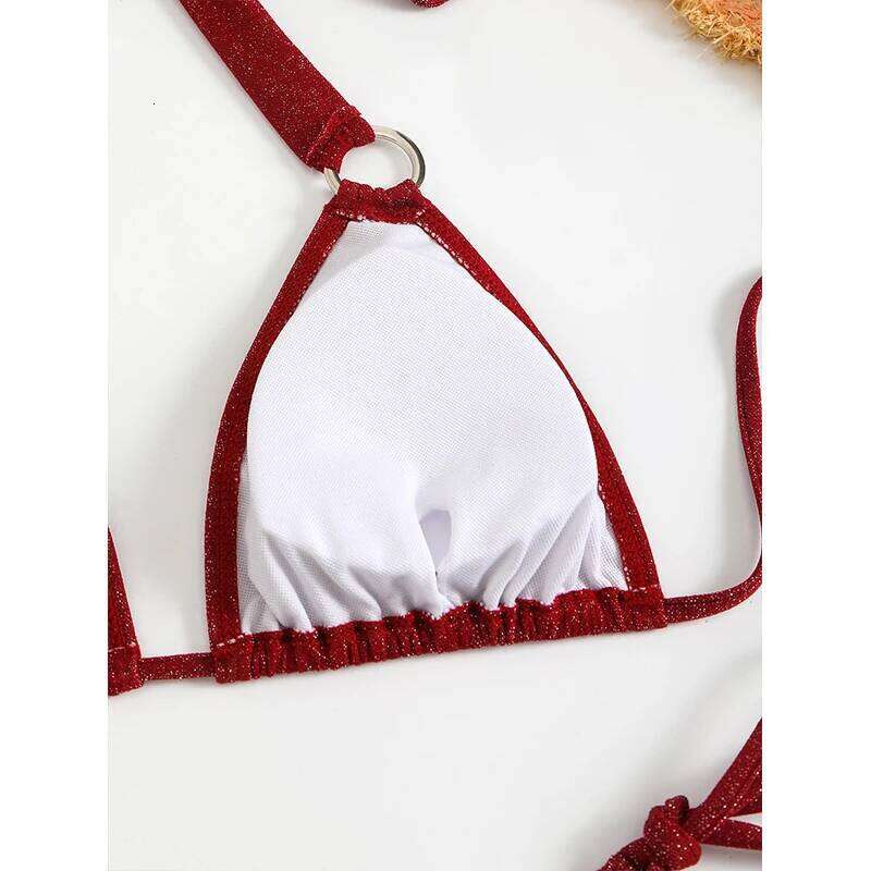 FASKO red triangle style two-piece sexy suit bikini 2025 new beach series swimsuit hot sale Y260303