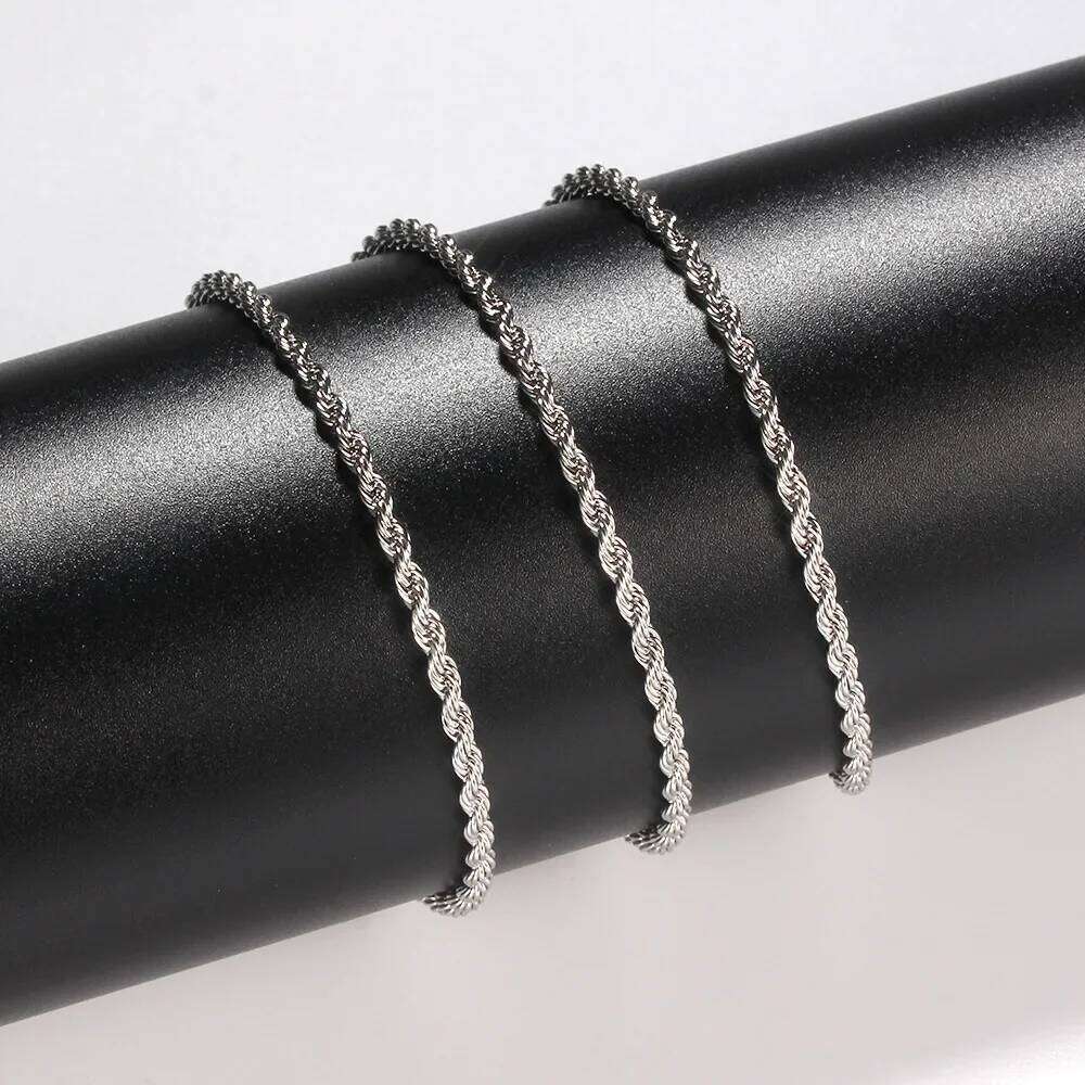 Hip Hop Men Stainless Steel Twist Chain Handmade Spring Buckle Basic Necklace Simple Jewelry Fashion Women Accessories H260312