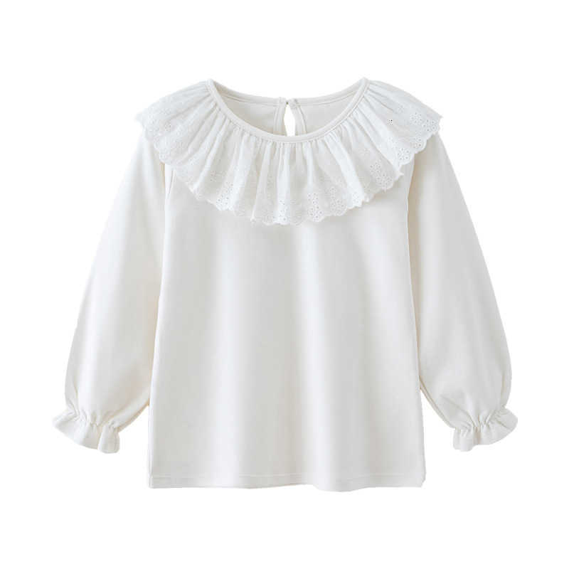 T-shirts Children's T-shirt for spring and autumn pure cotton girls' base shirt baby lace collar white shirt versatile inner wear for toddle