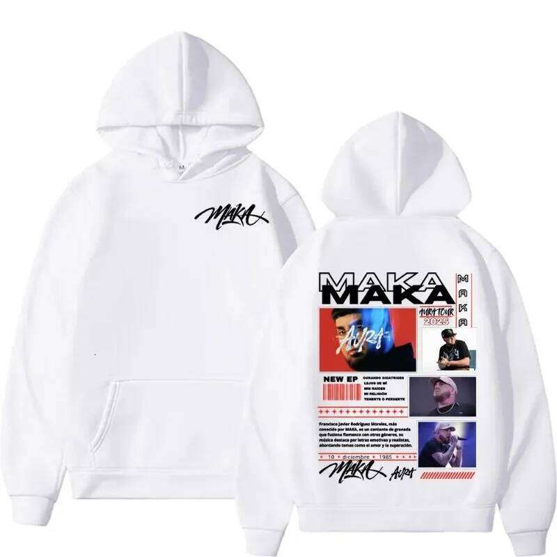 Rapper Maka Aura Tour 2025 Double Sided Print Hoodies Men Women Fashion Hip Hop Gothic Hoodie Casual Fleece Z260314
