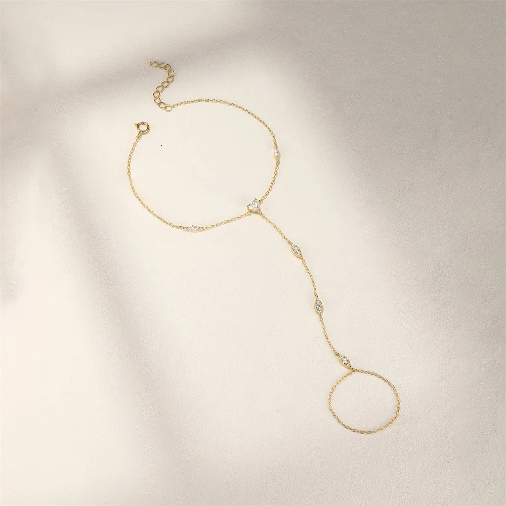 Aide 925 Sterling Silver Fine Jewelry Geometric Lucky Flower CZ Sparking Zircon Bracelets For Women Hand Chain Bracelets Jewelry 260313