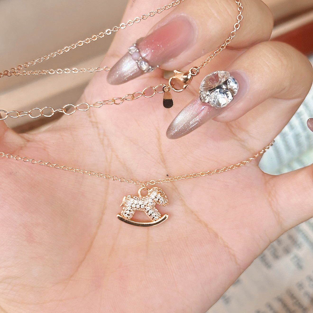 Instantly Rich Little Horse Necklace Fashionable Women's Accessories For Women Light Luxury Niche Design Collarbone Chain Full Diamond High-end J