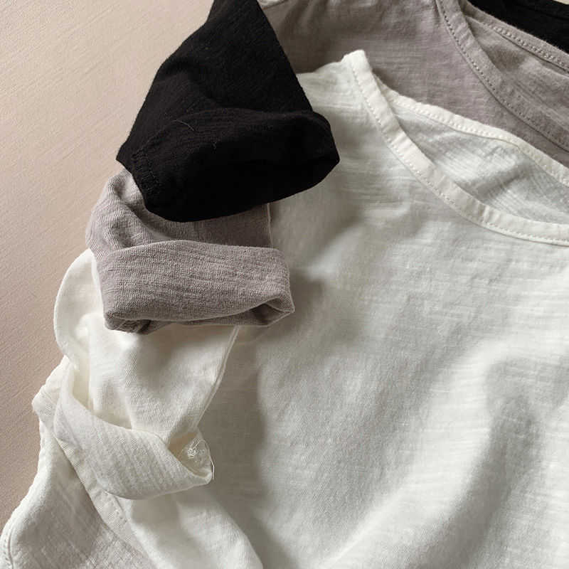 Tshirts Childrens bamboo cotton longsleeve Tshirt new spring and autumn style Korean version base shirt for boys and girls versatile top for toddlers 