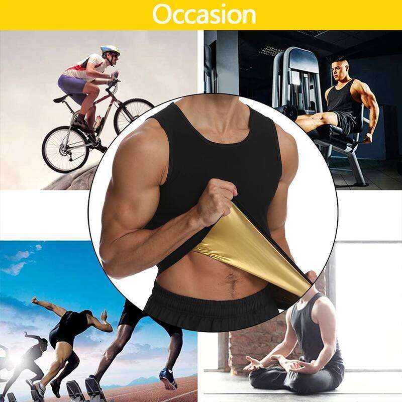 Men Sweat Sauna Vest Waist Weight Loss Slimming Body Shaper Heat Trapping Tank Top Shapewear Corset Shirt Hot Fat Burner 26Y0313