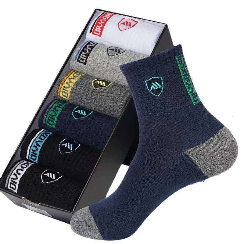 5 Pairs Apring And Fall Mens Sports Socks Summer Leisure Sweat Absorbent Comfortable Thin Breathable Basketball Meias EU 38-43 Z260313