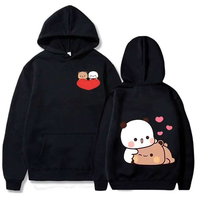 Bubu and Dudu Panda Men's Fun Aesthetic Print, Adult Autumn/Winter Hoodie, Anime, Harajuku Retro Pullover Sweatshirt Z260314