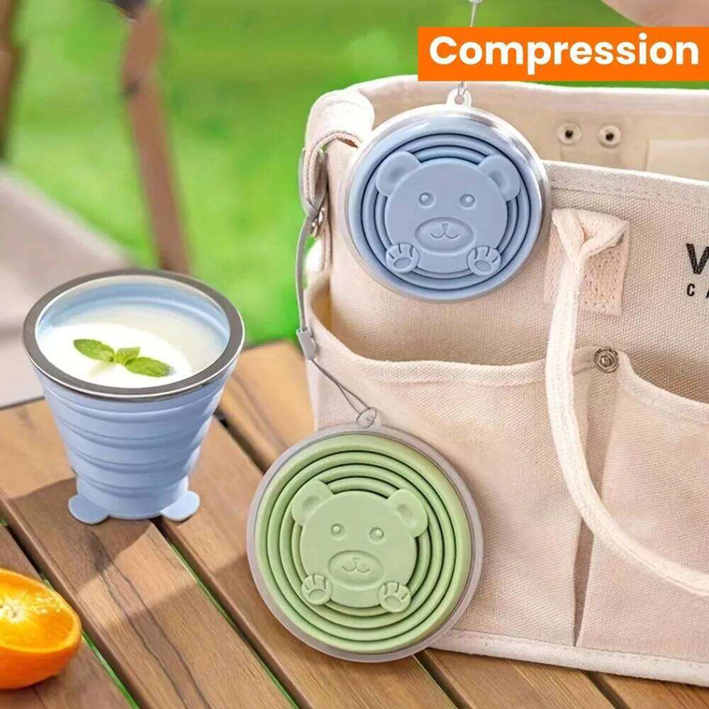 Portable 200ml Silicone Folding Cup, Collapsible Travel Mug for Camping, Hiking, Backpacking, Space-Saving & Hangs on Backpack Z260314