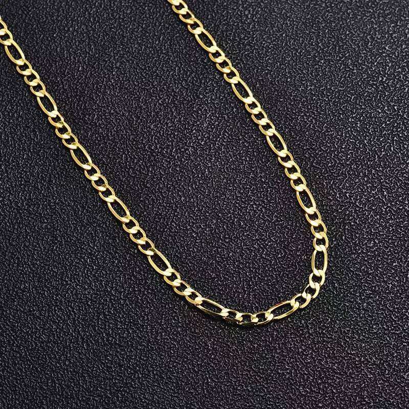 20-60CM 18K gold Plated color 4MM Necklaces sideways chain for Men woman Boy lady fine Jewelrys Wedding party H260312