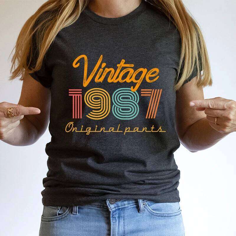 Vintage 1987 Print T Shirt Women 37 Years Old Birthday Anniversary T-shirt Harajuku Fashion Short Sleeve Streetwear Retro Shirts Z260314