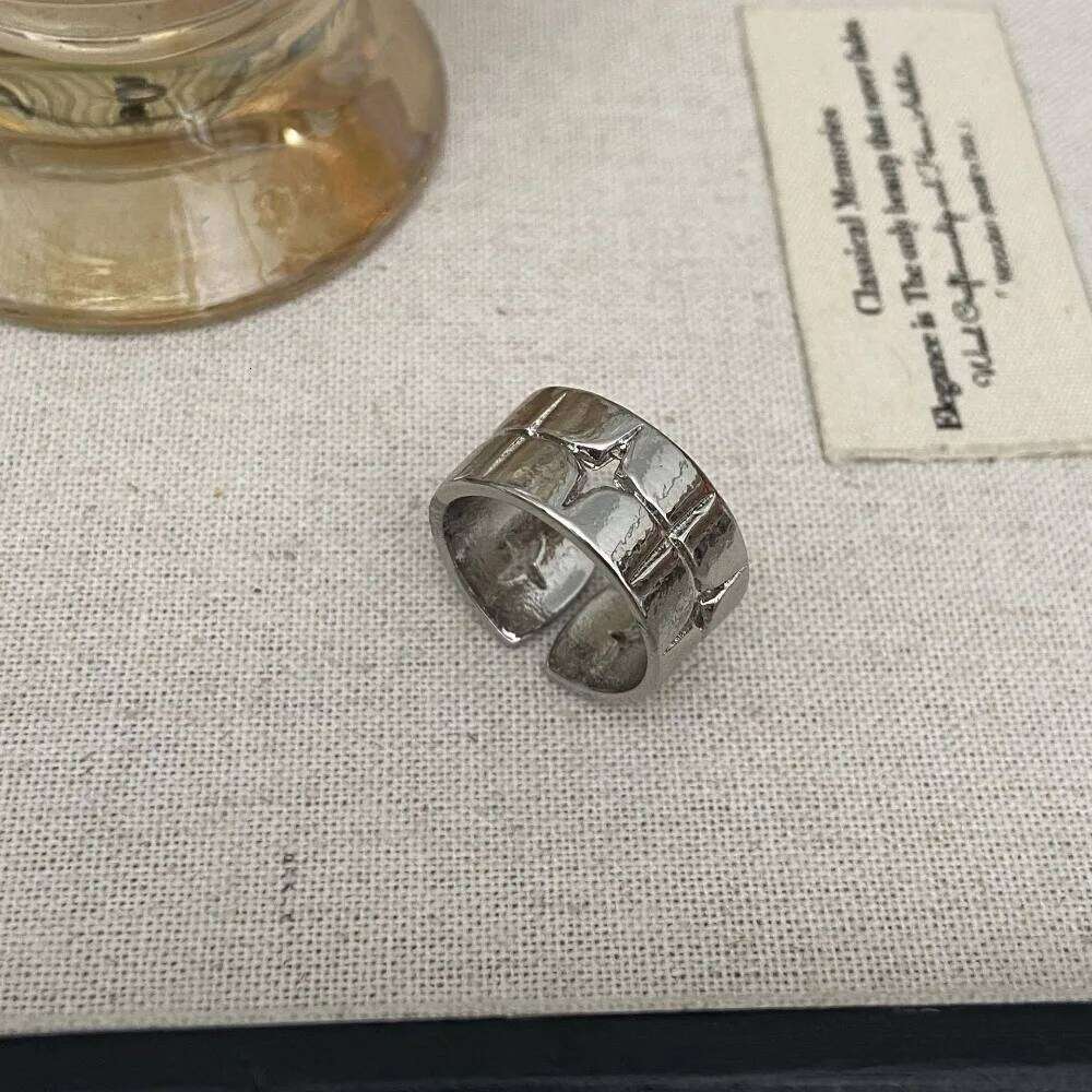 Personalized Design Silver Color Stainless Steel Star Cross Couple Rings for Women Men Gothic Trendy Hip Hop Rock Finger Jewelry H260312