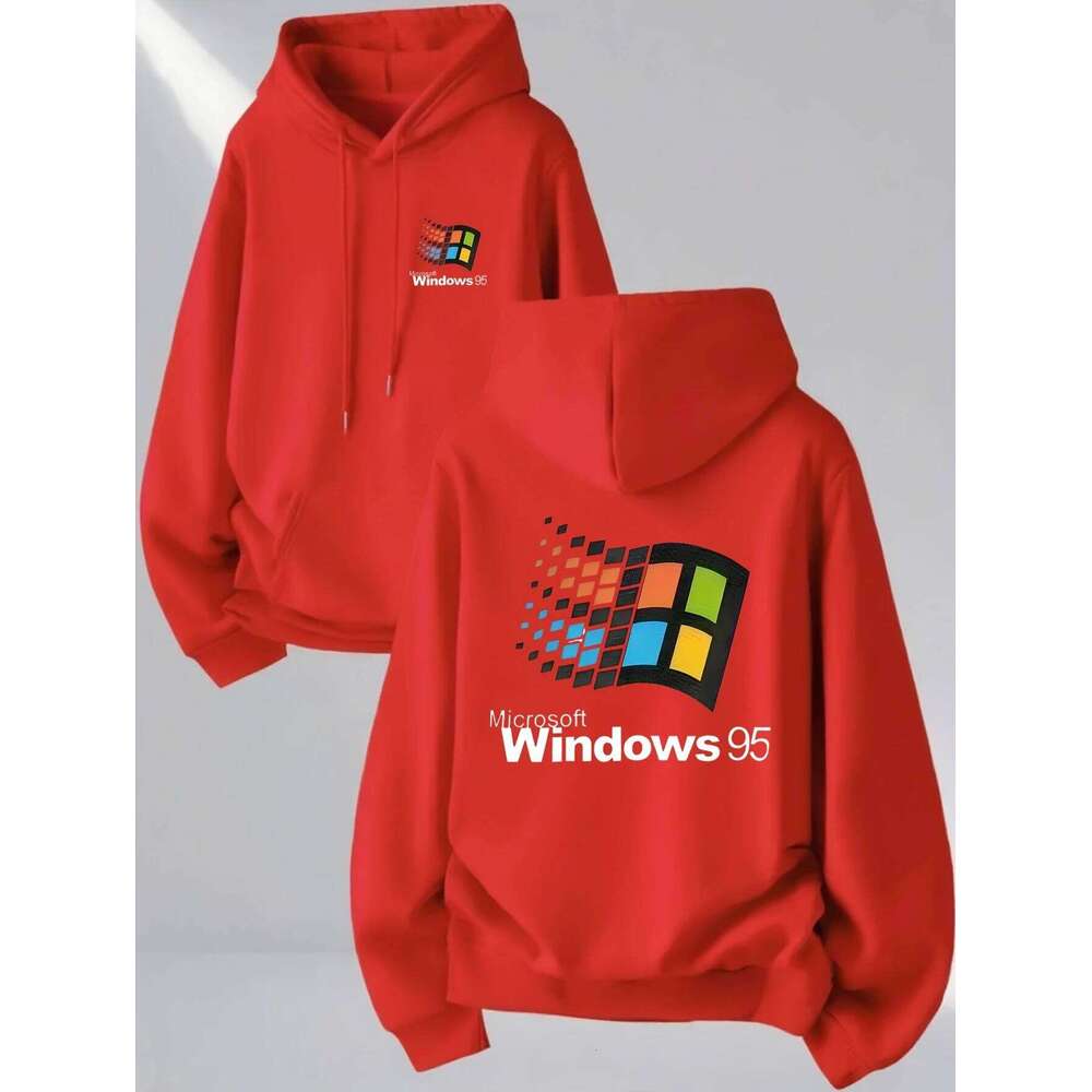 Windows 95 Graphic Vintage for Tech Enthusiasts Casual Streetwear Outfit Print Soft Material Pullover Pattern Hoodie Unisex Top Z260314