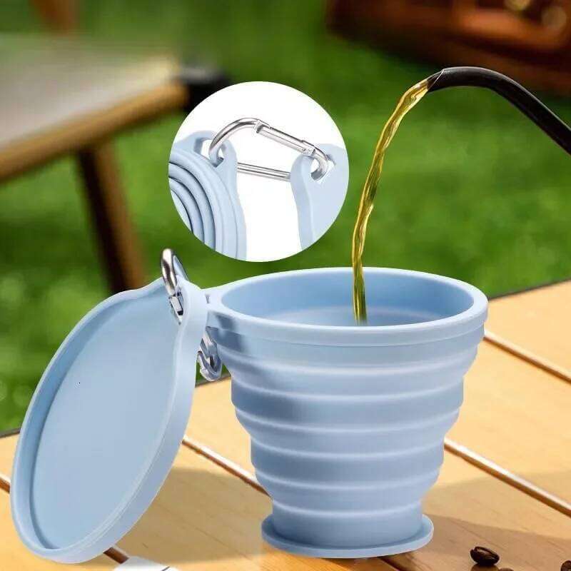 180ml Collapsible Silicone Cup with Lid Foldable Z260314