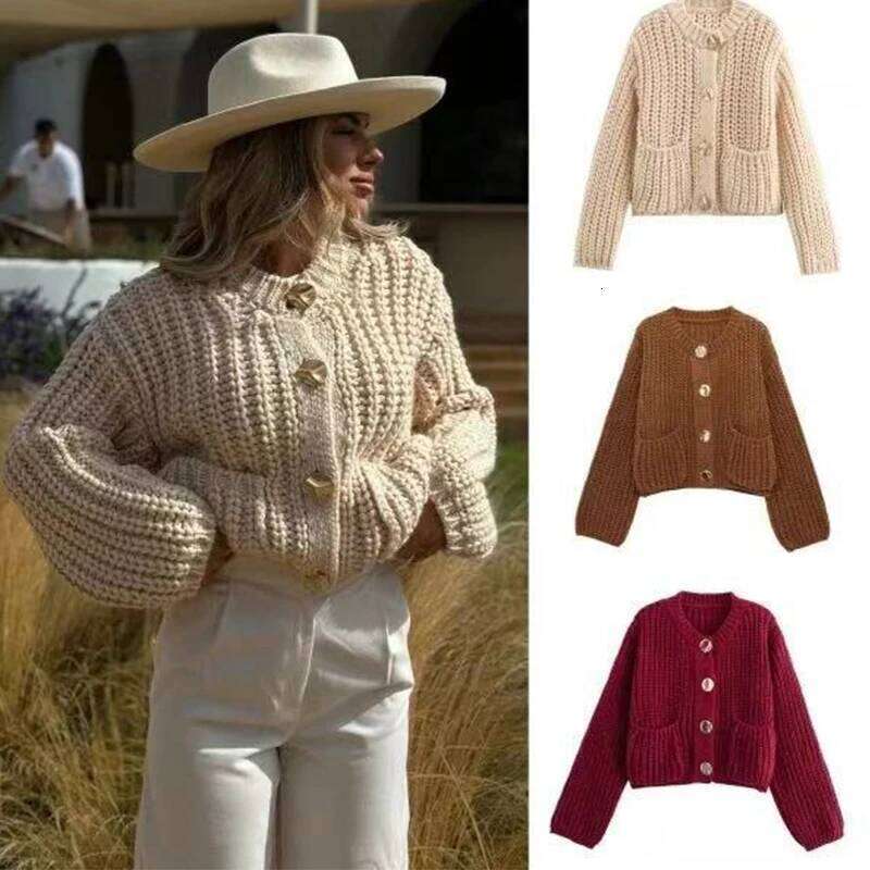 Women Autumn Winter Knitted Female Casual Button Pocket Long Sleeve Sweater Lady Fashion Loose Cardigans Coats Z260313