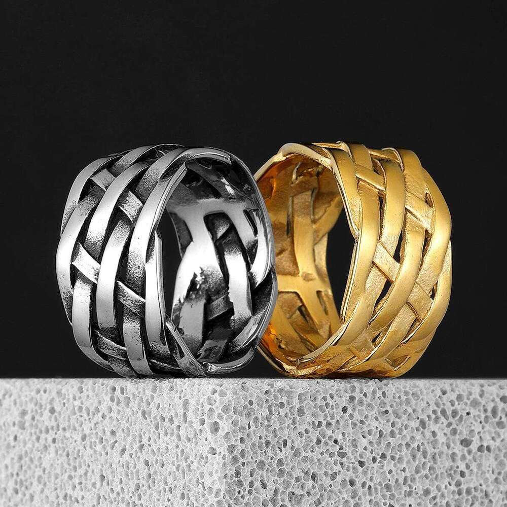 Weaving Hollow Stainless Steel Mens Rings Trendy Simple Unique Stylish for Male Boyfriend Jewelry Creativity Gift Wholesale H260312