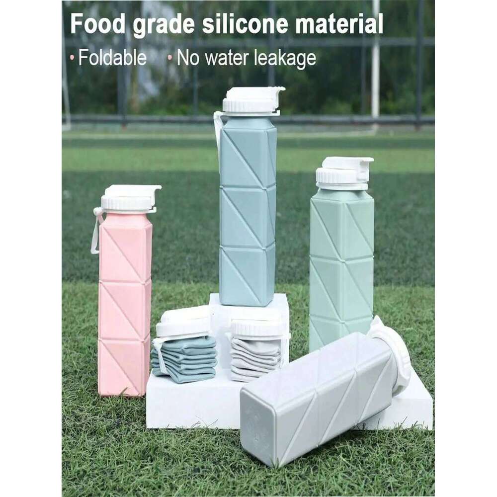 1pcs 620ml Square Silicone Folding Mug Portable Food Grade Sports Water Bottle Retractable for Gym Camping Hiking Travel Z260314